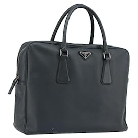 PRADA Business Bag Saffiano Leder Navy Silver