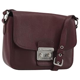 Miu Miu Shoulder Bag Leather Bordeaux Silver