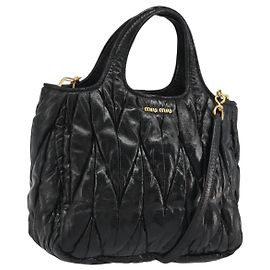 Miu Miu Hand Bag Leather 2way Black Gold