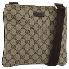 GUCCI GG Supreme Shoulder Bag PVC Beige Gold 201538