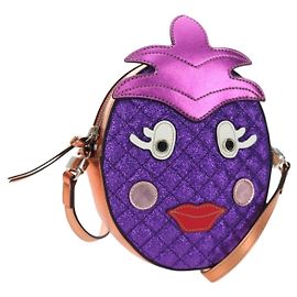 GUCCI Children's Pineapple Shoulder Bag Leather Purple Silver