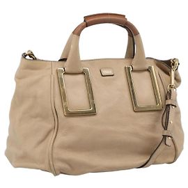 Chloé Chloe Etel Hand Bag Leather 2way Beige Gold