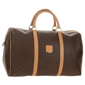 Céline CELINE Macadam Canvas Boston Bag PVC Leather Brown Gold
