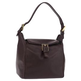 FENDI Shoulder Bag Leather Brown Gold