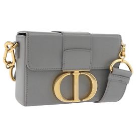 Christian Dior 30 Montaigne Schultertasche Leder Grau Gold