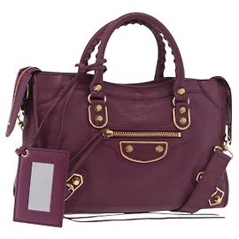 BALENCIAGA Classic Metallic Edge City S 2way Purple 432831