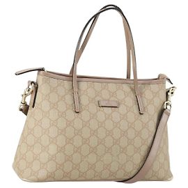 GUCCI GG Supreme Tote Bag PVC 2way Beige Gold 353440