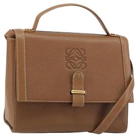 LOEWE Anagram Schultertasche aus Leder, 2-Wege-Modell, braun und gold, authentisch 186112