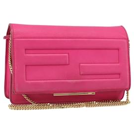 Borsa a tracolla FENDI con catena in pelle rosa e oro, autentica ka4836A