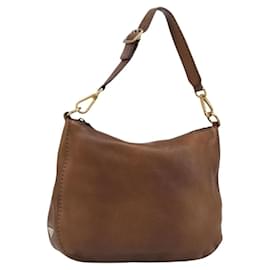 Borsa a tracolla PRADA in pelle marrone e oro, autentica 186027A