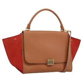 Céline CELINE Trapeze Handtasche Leder 2way Braun Gold