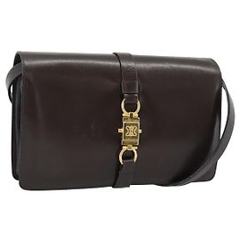 Céline CELINE Shoulder Bag Leather Brown Gold