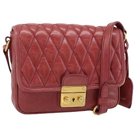Miu Miu Shoulder Bag Leather Red Gold