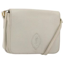 SAINT LAURENT Shoulder Bag Leather White Gold