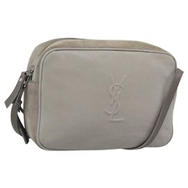 SAINT LAURENT Shoulder Bag Suede Gray Silver 520533