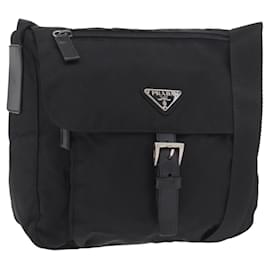 Borsa a tracolla PRADA in nylon nero e argento, autentica 189321A
