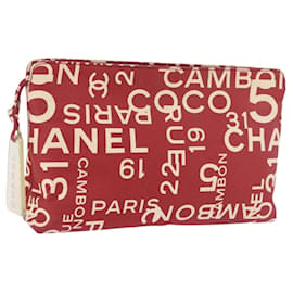 CHANEL Bysy Line Pouch Lona Roja Plata CC Auténtico 188217