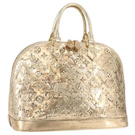 LOUIS VUITTON Monogram Miroir Alma MM Hand Bag Gold Dore M93624 LV