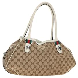 GUCCI GG Canvas Web Sherry Line Tote Bag Beige Silber Rot 232971