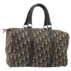 Christian Dior Trotter Canvas Hand Bag Navy Silver