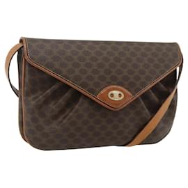 Céline CELINE Macadam Canvas Shoulder Bag PVC Leather Brown Gold