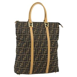 FENDI Zucca Canvas Hand Bag Black Brown
