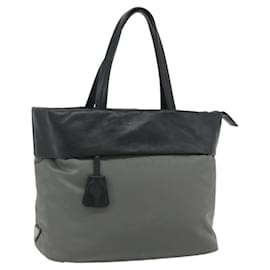 PRADA Hand Bag Nylon Leather Gray black