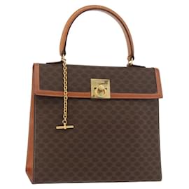 CELINE Macadam Canvas Hand Bag PVC Leather Brown Gold - Céline