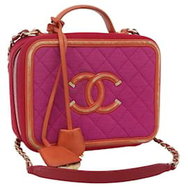 CHANEL CC Filigree Chain Vanity Shoulder Bag Cotton Pink Gold CC