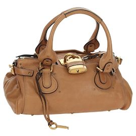 Chloé Chloe Paddington Hand Bag Leather Brown Silver gold