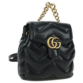 GUCCI GG Marmont Rucksack Leder Schwarz Gold 777253