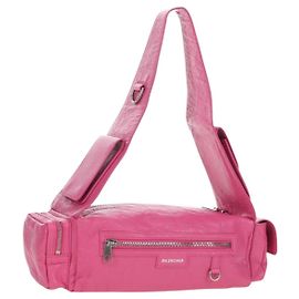 BALENCIAGA Super Busy Shoulder Bag Leather Pink Silver 762516
