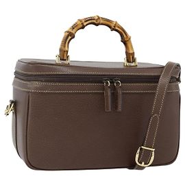 GUCCI Bamboo Hand Bag Leather 2way Brown Gold 013 2122 2491