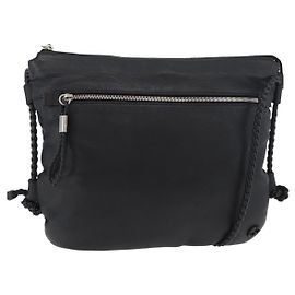 GUCCI Shoulder Bag Leather Black Silver 268244