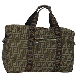 FENDI Boston Tote Bag aus Zucca Canvas Schwarz Braun gold