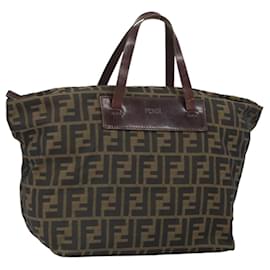 FENDI Zucca Canvas Hand Bag Black Brown