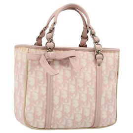 Christian Dior Trotter Canvas Chain Hand Bag PVC Pink Gold