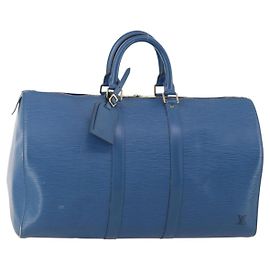 LOUIS VUITTON Epi Keepall 45 Boston Bag Blue M42975 LV