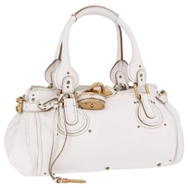 Chloé Chloe Paddington Hand Bag Leather White Gold Silver