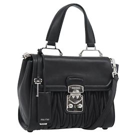 Miu Miu Matelasse Hand Bag Leather 2way Black Silver