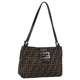 FENDI Bolsa Tote Mamma Baguette em lona Zucca Preta Castanha
