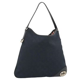 GUCCI GG Canvas Shoulder Bag Black Gold 169947
