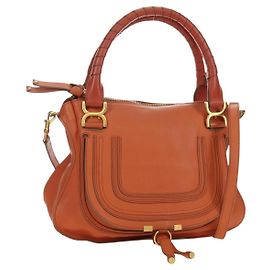 Chloé Chloe Marcie Hand Bag Leather 2way Orange Gold