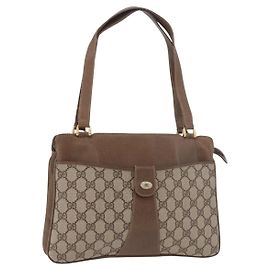 GUCCI GG Supreme Tote Bag PVC Beige Gold 86 02 021