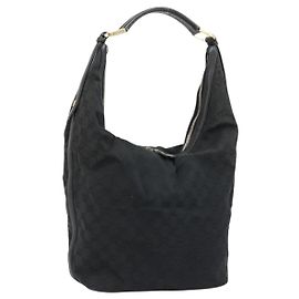 GUCCI GG Canvas Shoulder Bag Black Silver 001 4287
