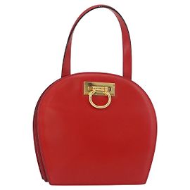 Céline CELINE Circle Hand Bag Leather Red Gold