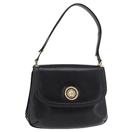 GUCCI Schultertasche aus Leder Schwarz Gold
