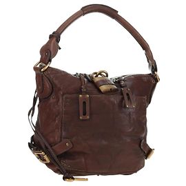 Chloé Chloe Paddington Shoulder Bag Leather Brown Gold Silver