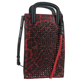 Christian Louboutin Hand Bag Leather 2way Red Silver
