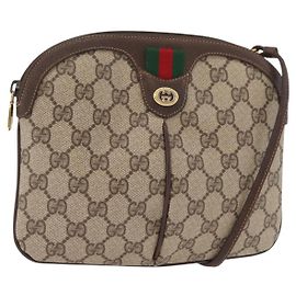 GUCCI GG Supreme Web Sherry Line Bag PVC Beige Gold 904 02 047